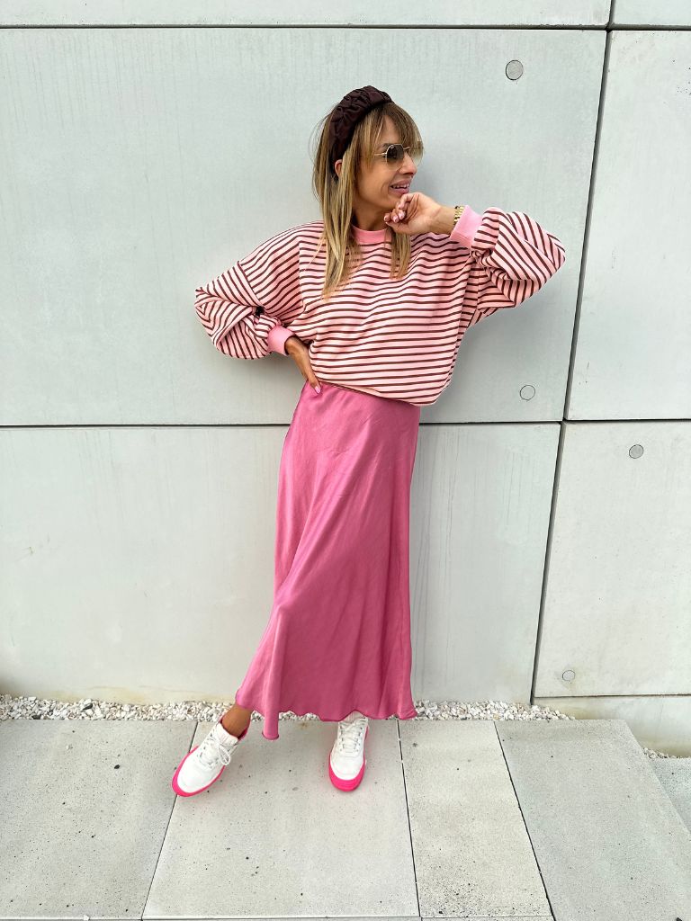 bluza stripe jasny roz w czekoladowe paski 5