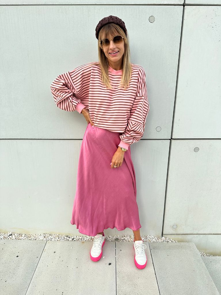 bluza stripe jasny roz w czekoladowe paski 6