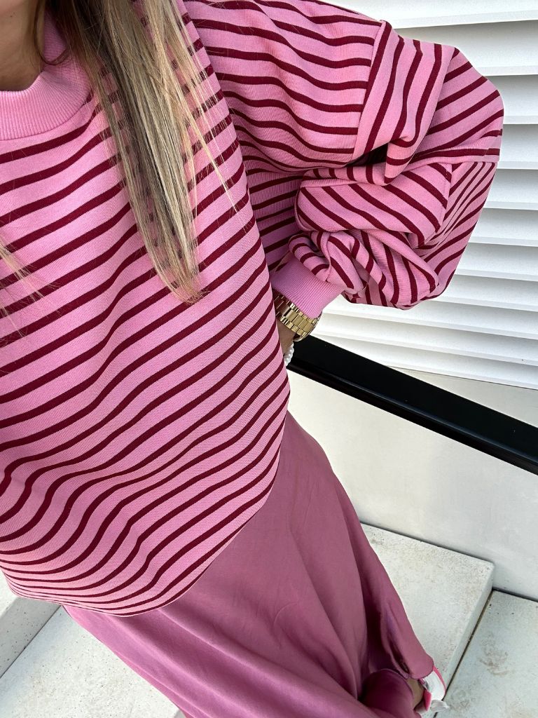 bluza stripe rozowa w bordowe paski 9