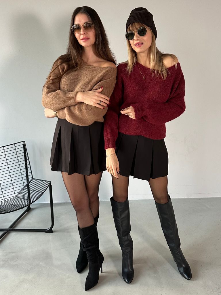 Sweter Baby alpaka z dekoltem Lodeczka Bordo (11)